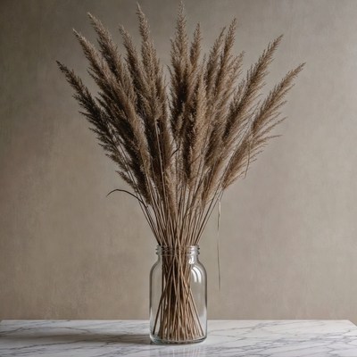 Pampas Grass in Glass Jar