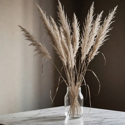 Pampas Grass in Glass Jar