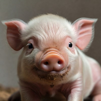 Cute baby pig close-up