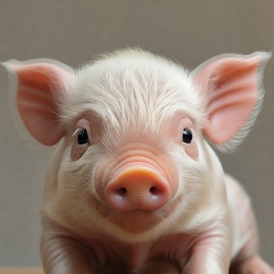 Cute baby pig close-up