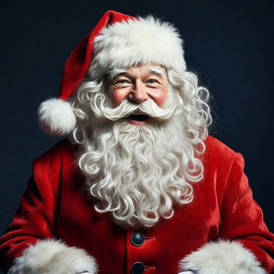 Smiling Santa Claus in red suit