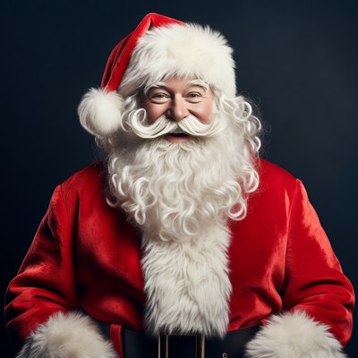 Smiling Santa Claus in red suit