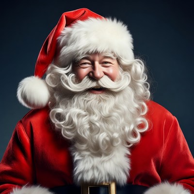 Smiling Santa Claus in red suit