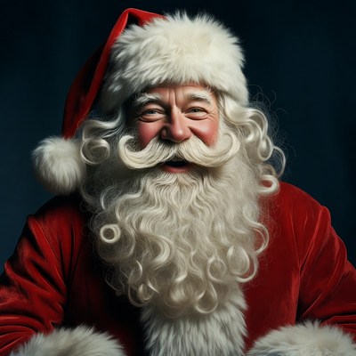 Smiling Santa Claus in red suit
