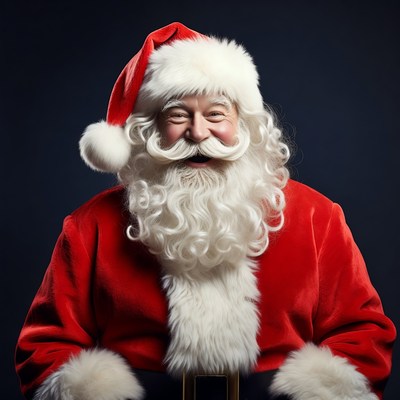Smiling Santa Claus in red suit