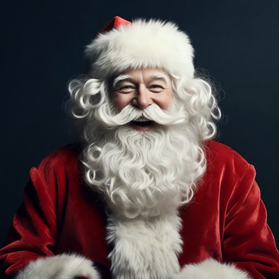 Smiling Santa Claus in red suit