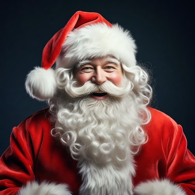 Smiling Santa Claus in red suit