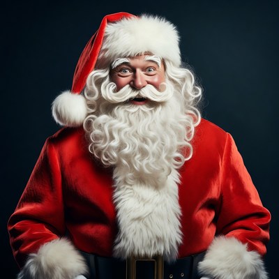 Smiling Santa Claus in red suit