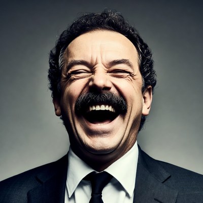 Man laughing in suit