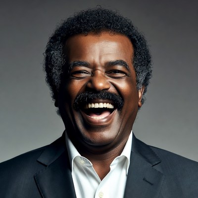 African-American man laughing in suit
