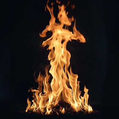 Burning Flames on Black Background