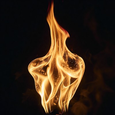 Burning Flame on Black Background