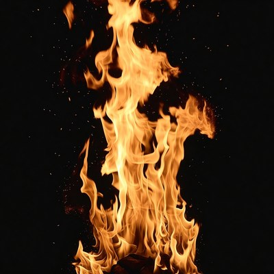 Fiery Flames on Black Background