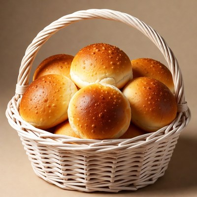Fresh buns in white basket