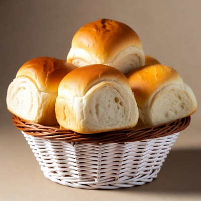 Fresh bread rolls in basket
