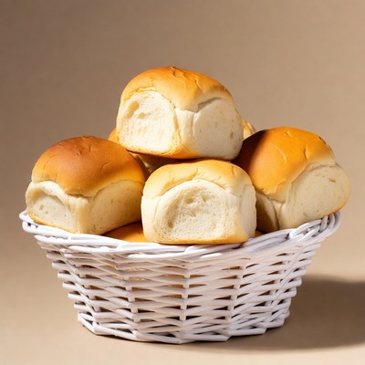 Fresh buns in white basket