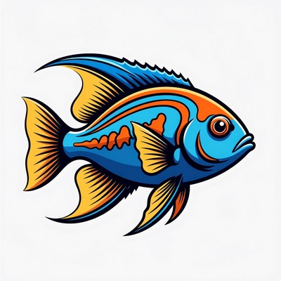 Colorful Blue Angelfish Illustration