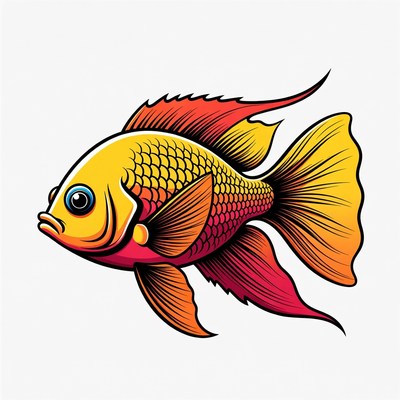 Vibrant Yellow Goldfish Illustration