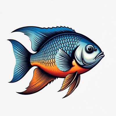 Colorful Blue Angelfish Illustration