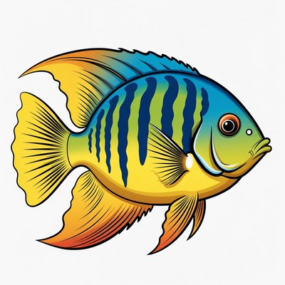 Colorful Flame Angelfish Illustration