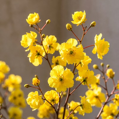 Yellow Flowers on Branch