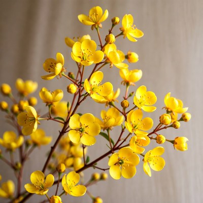 Cluster of Yellow Flowers on Stem