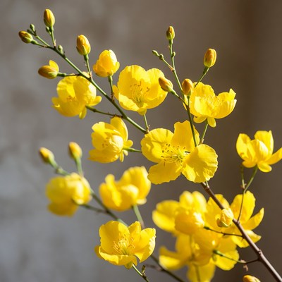 Yellow Forsythia Flowers Blooming