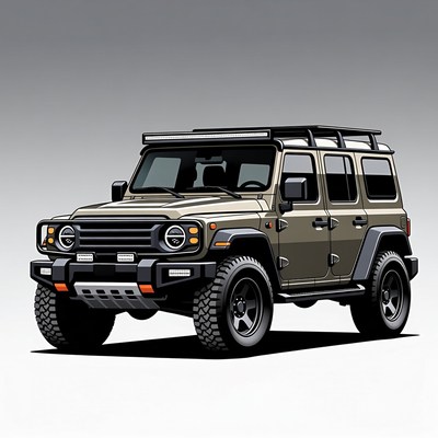 Tan Off-Road Jeep Illustration