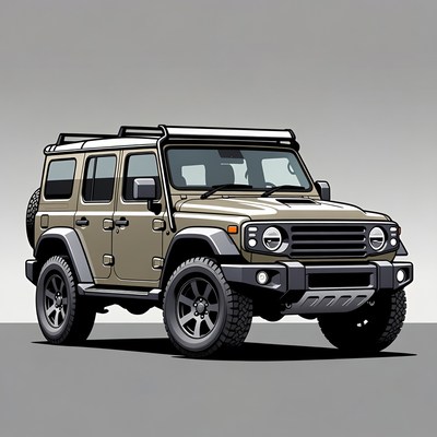 Tan Jeep Wrangler illustration