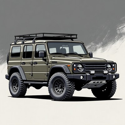 Green off-road SUV illustration