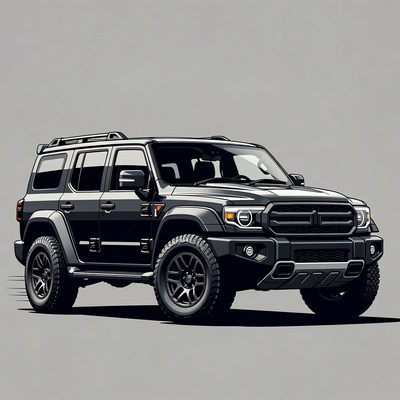 Black SUV on gray background