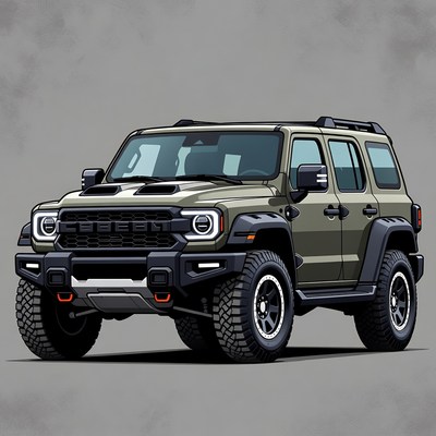 Green Jeep Gladiator SUV Illustration