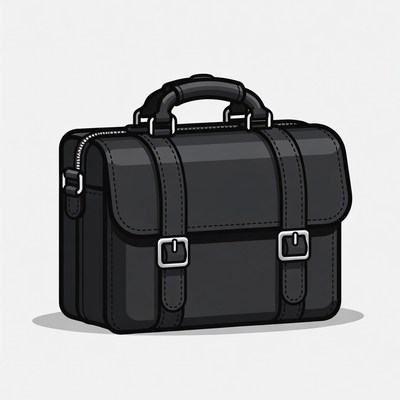 Black Leather Briefcase Illustration