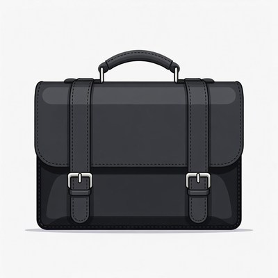 Black Leather Briefcase Illustration