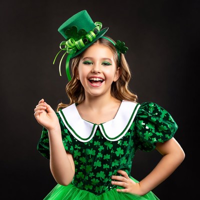 Girl in green St. Patrick's Day costume