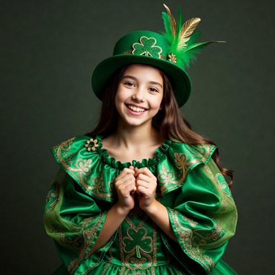 Girl in green St. Patrick's Day hat
