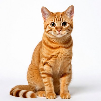 Orange tabby kitten sitting