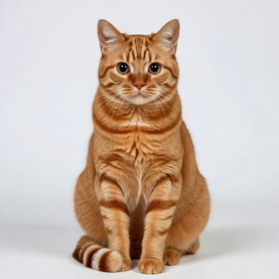 Orange tabby cat on white background