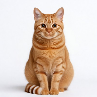 Orange tabby cat on white background
