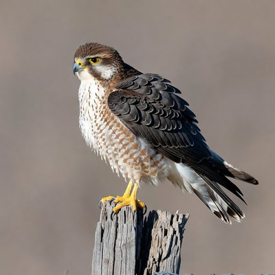 American Kestrel Perched on Post
