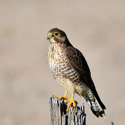 American Kestrel Perched on Post