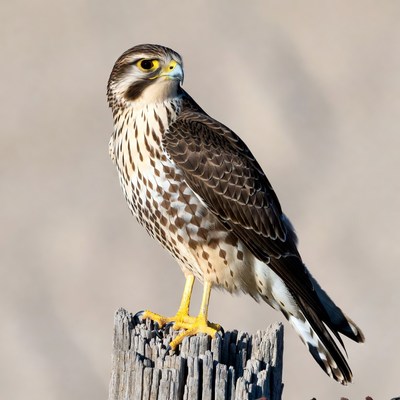 Peregrine Falcon Perched on Post