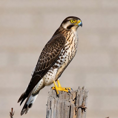 Peregrine Falcon Perched on Post