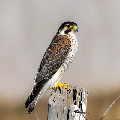 American Kestrel perched on post