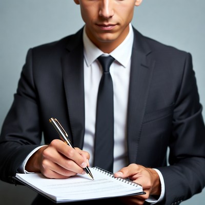 Man writing in notebook