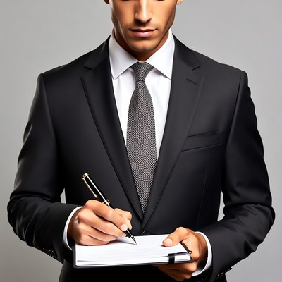 Man writing in notebook