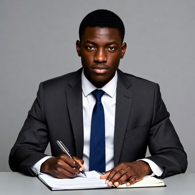 African-American man signing document