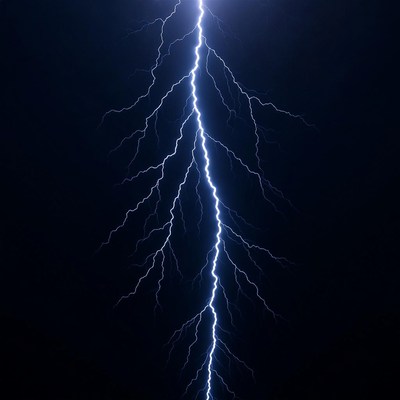 Bright lightning bolt on dark sky