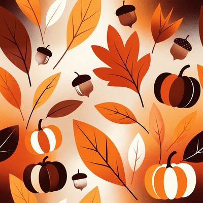 Autumn Leaves Acorns Pumpkins Pattern