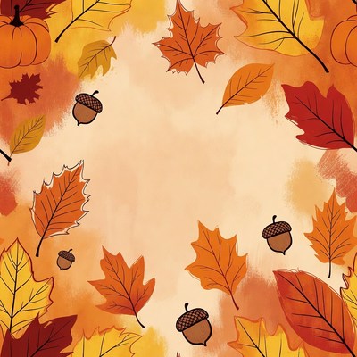 Autumn Leaves Pumpkins Acorns Pattern